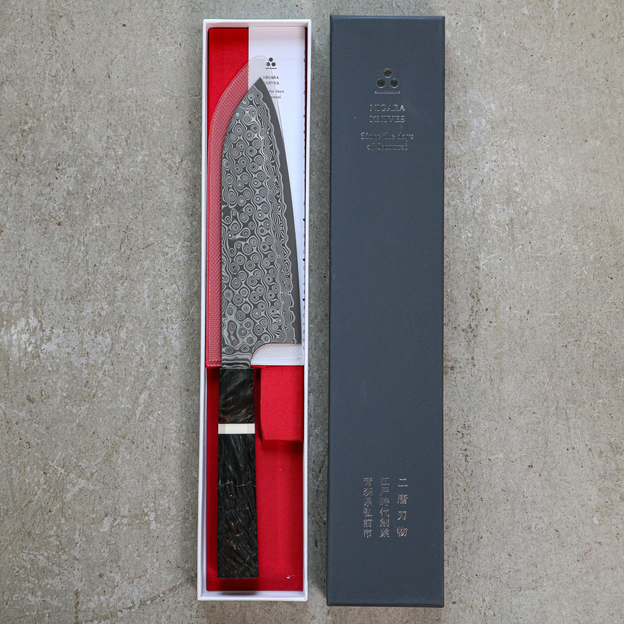 Nigara Hamono Damascus Anmon Santoku 170 mm