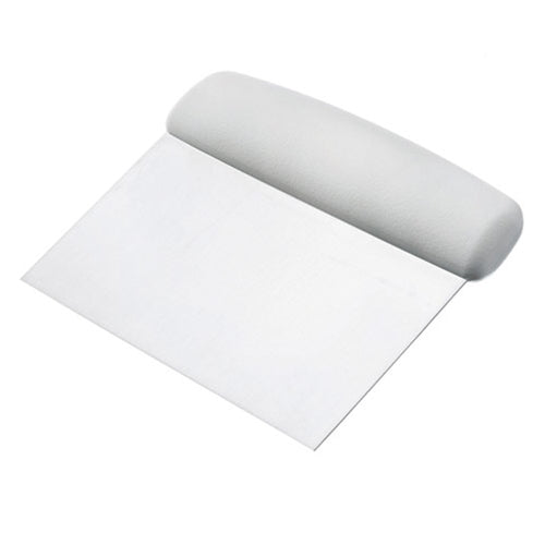 Stainless Steel Dough Scraper (White Plastic Handle)