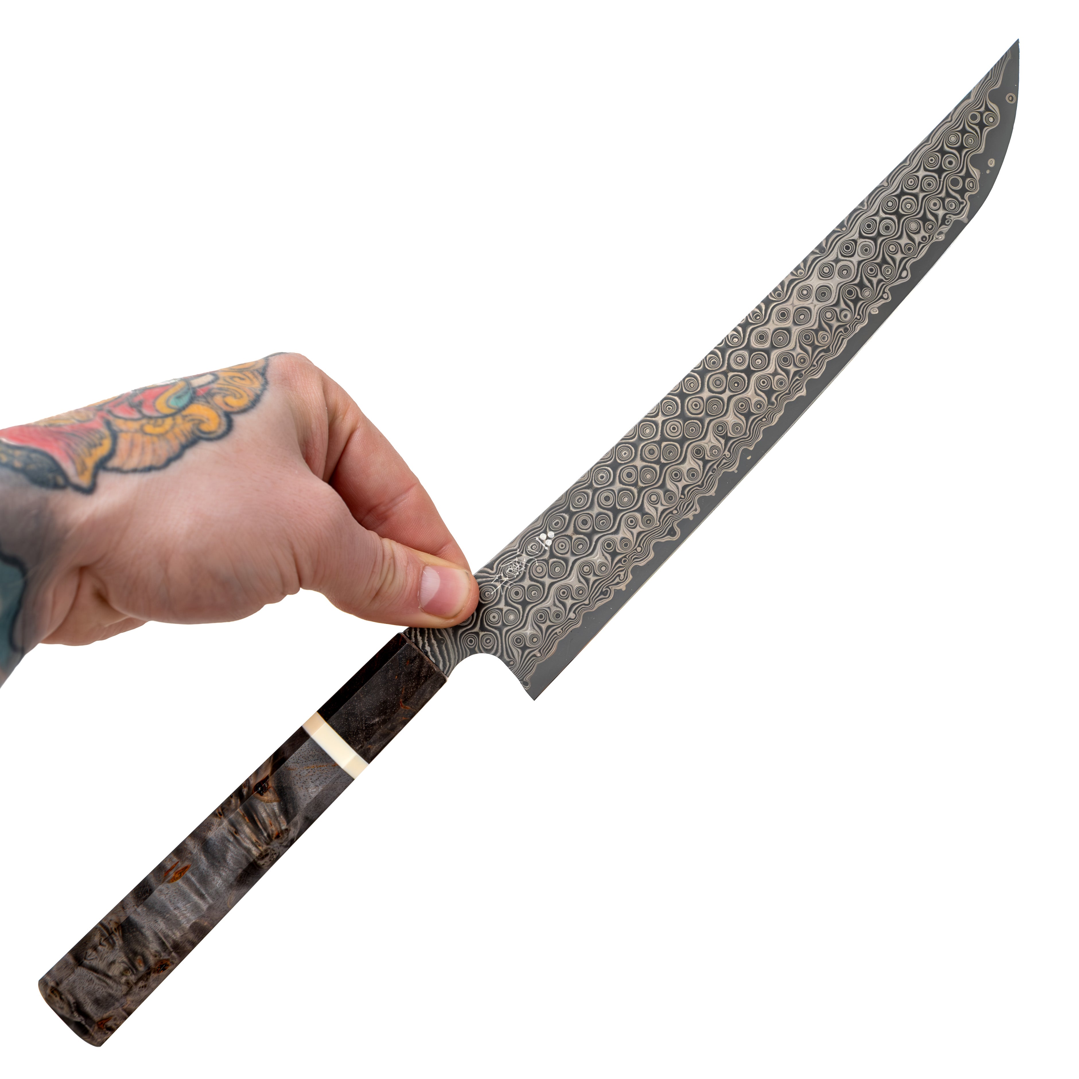 Nigara Hamono Damascus Anmon Sujihiki Sakimaru 245 mm