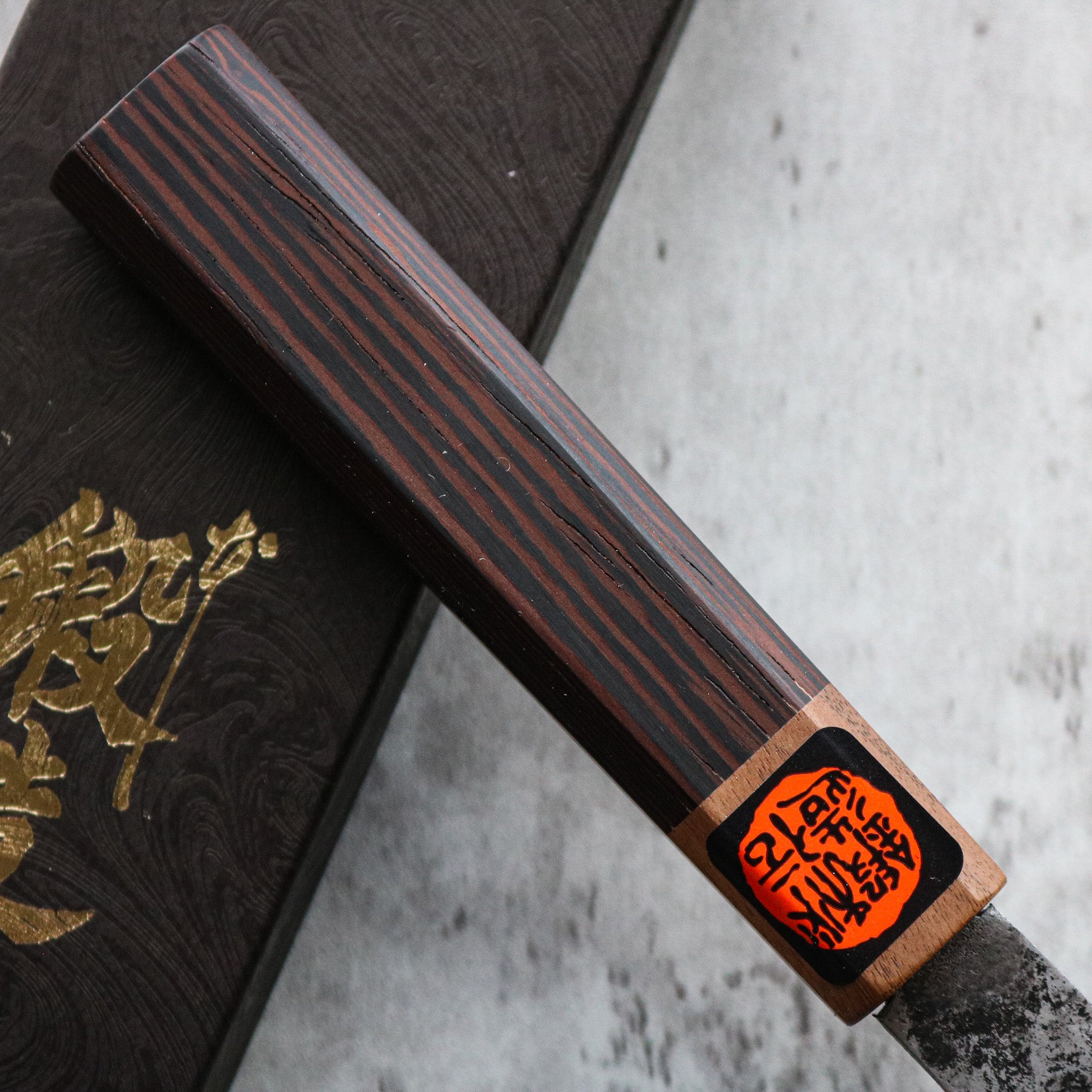 Shigeki Tanaka Kurouchi Damascus Santoku 165 mm