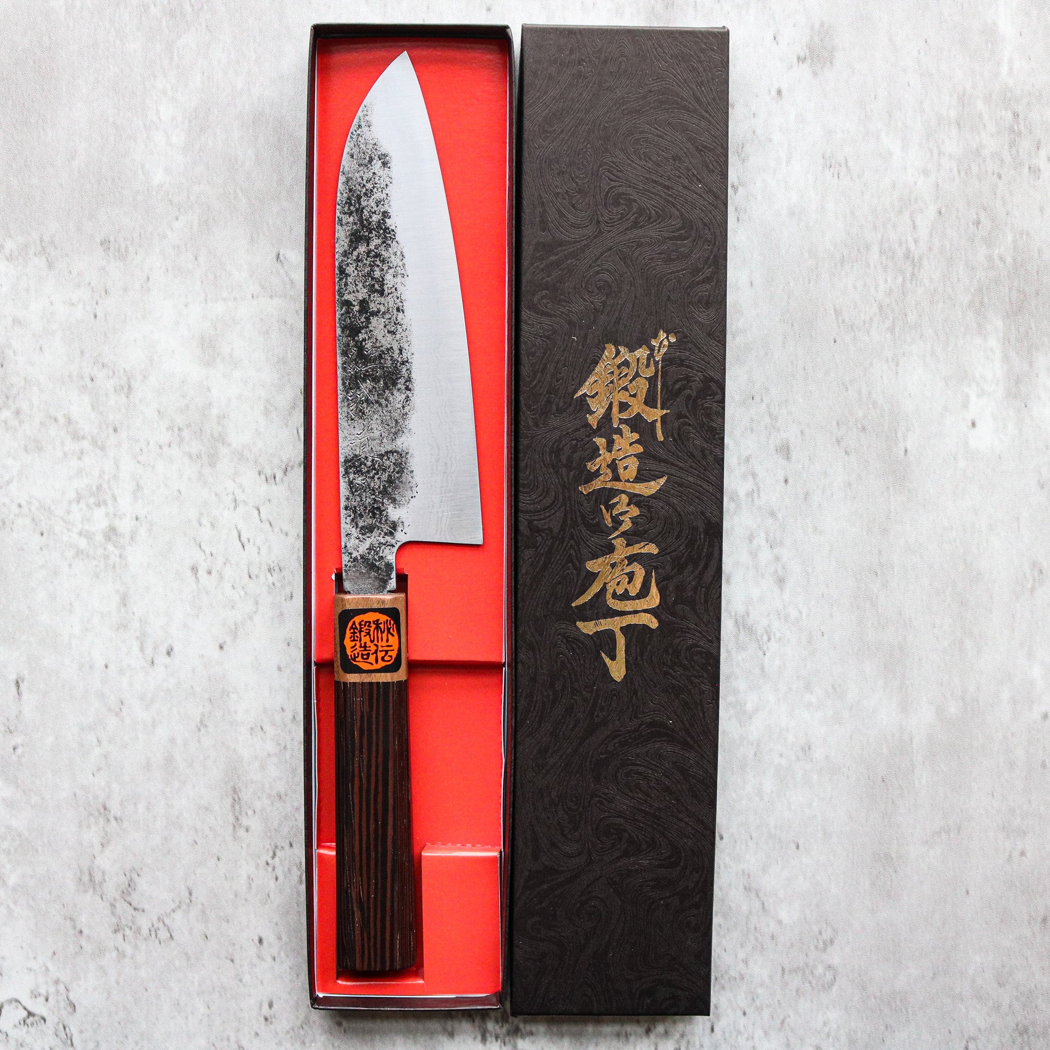 Shigeki Tanaka Kurouchi Damascus Santoku 165 mm