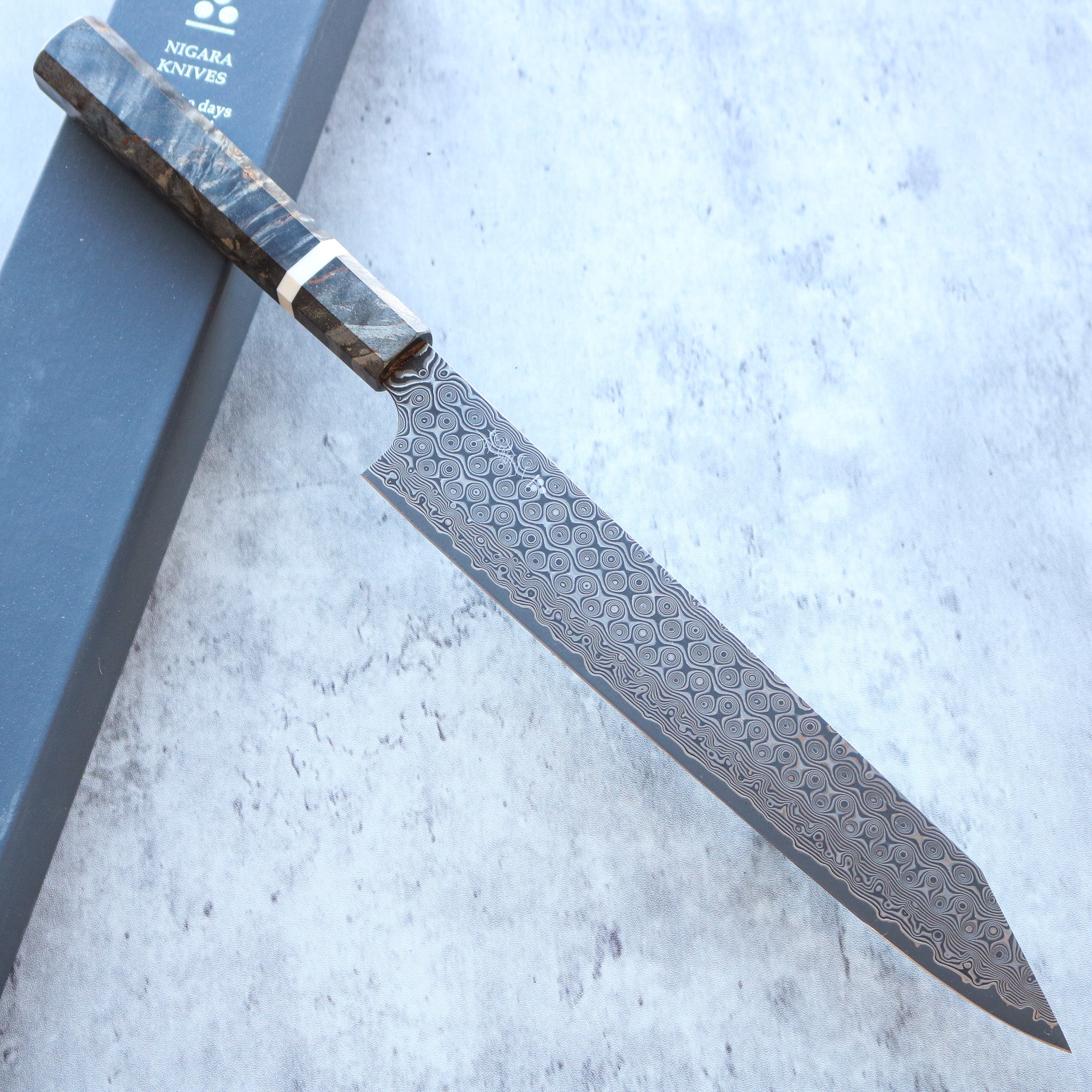 Nigara Hamono Damascus Anmon Sujihiki 245 mm