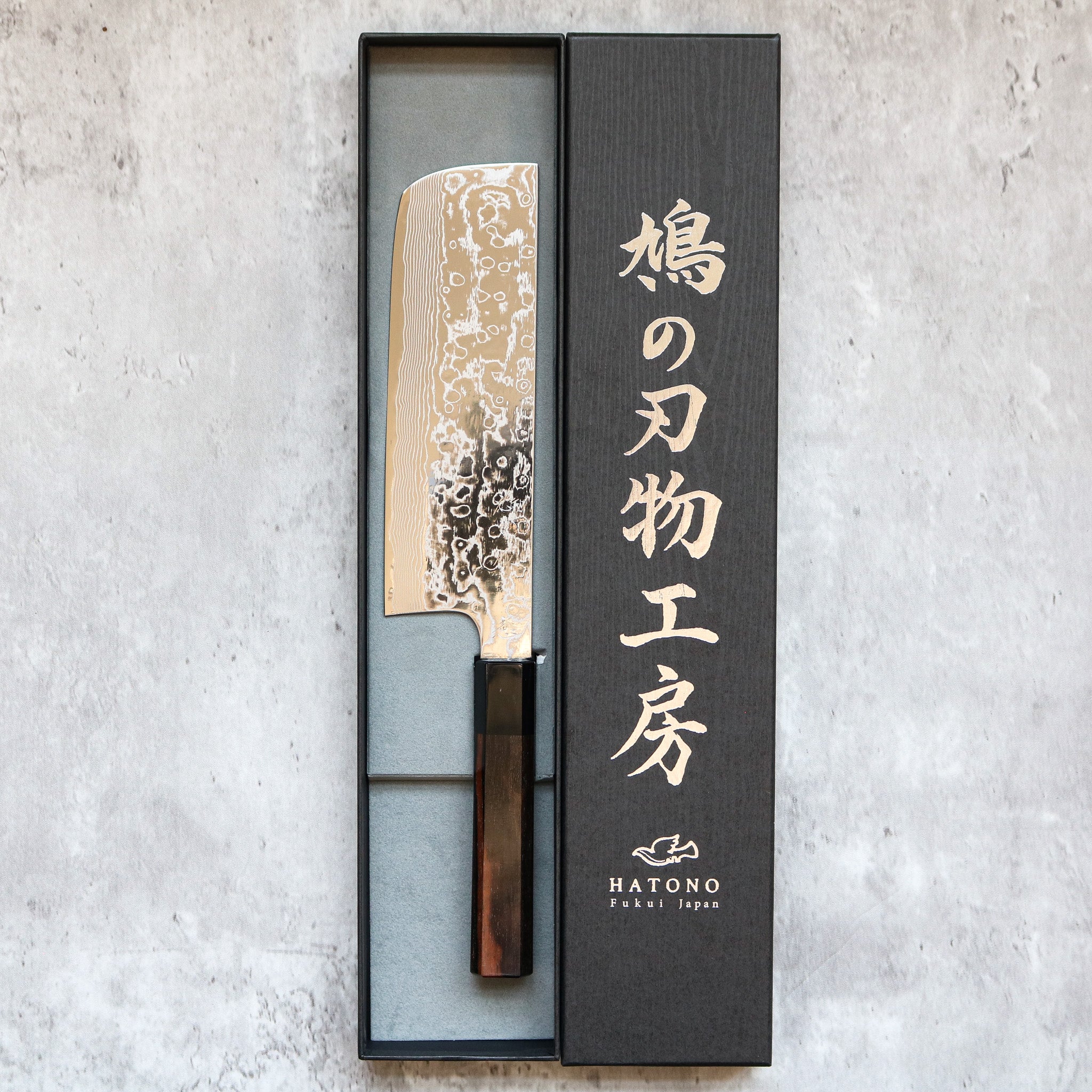 Kenshiro Hatono STRIX Damascus Tall Nakiri 170 mm