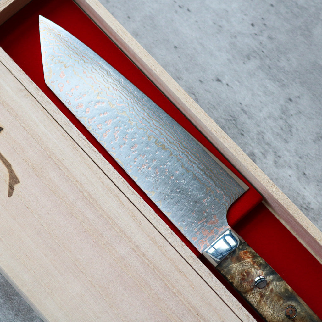 Takeshi Saji Rainbow Damascus Bunka 175 mm