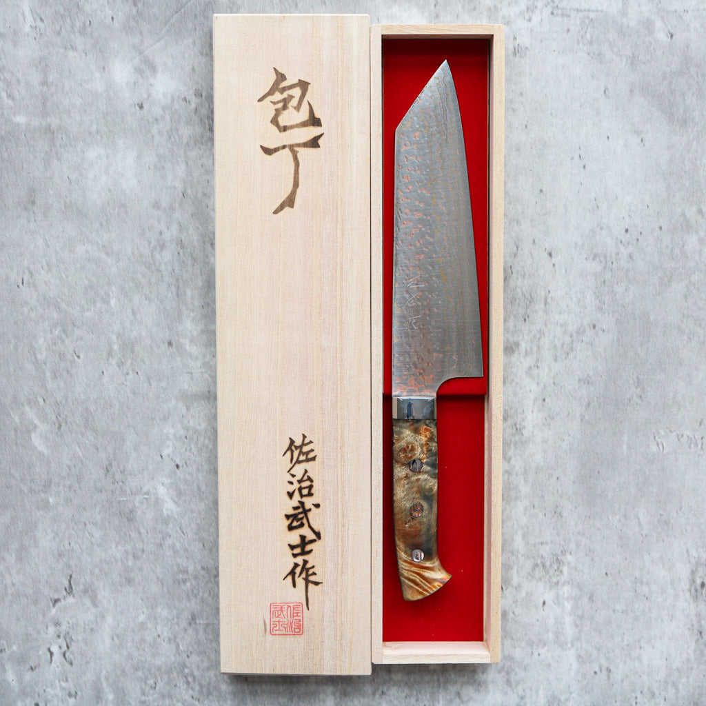 Takeshi Saji Rainbow Damascus Bunka 175 mm