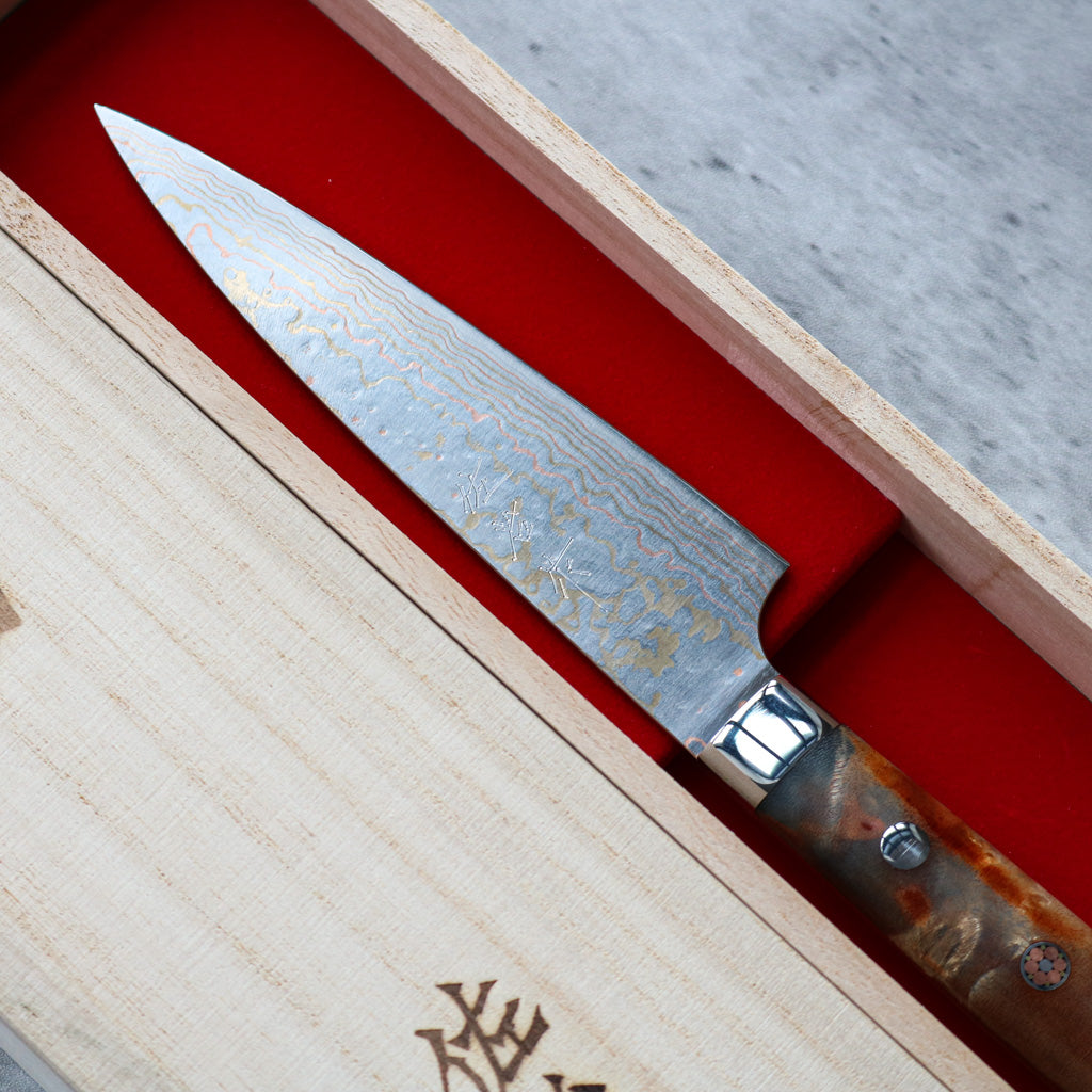 Takeshi Saji Rainbow Damascus Petty 130 mm