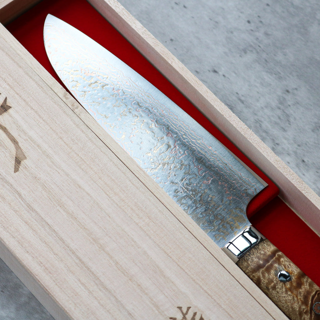 Takeshi Saji Rainbow Damascus Santoku 180 mm