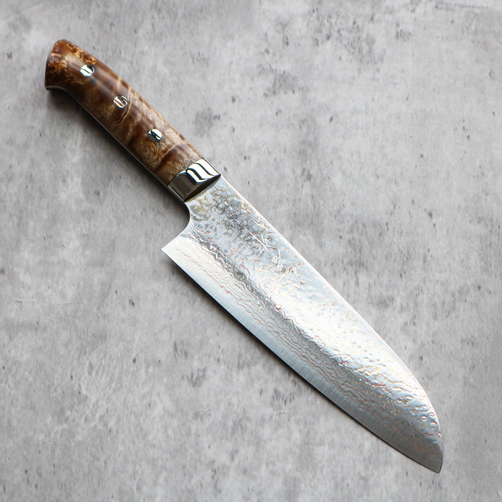 Takeshi Saji Rainbow Damascus Santoku 180 mm