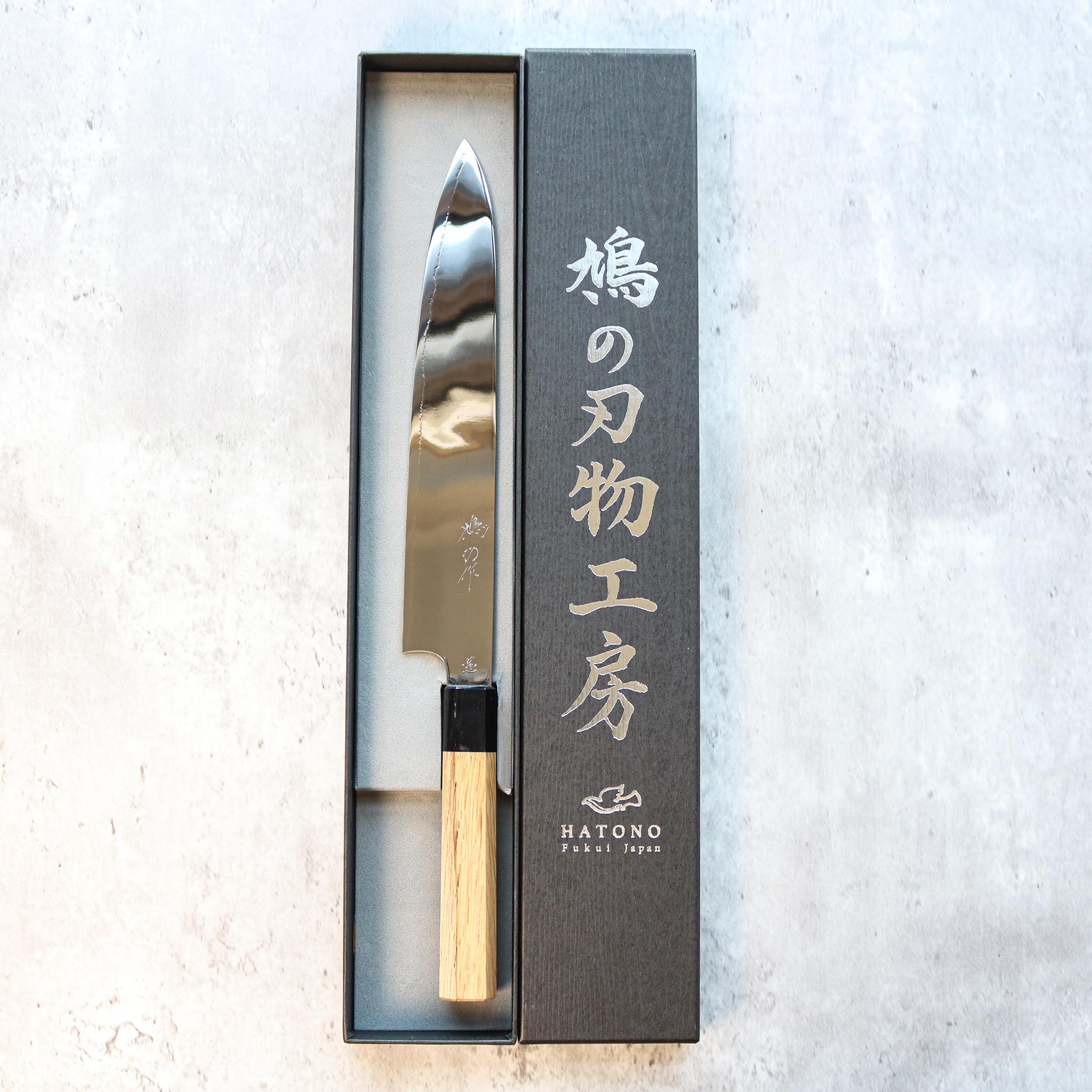 Kenshiro Hatono High Polish Sujihiki 240 mm Oak