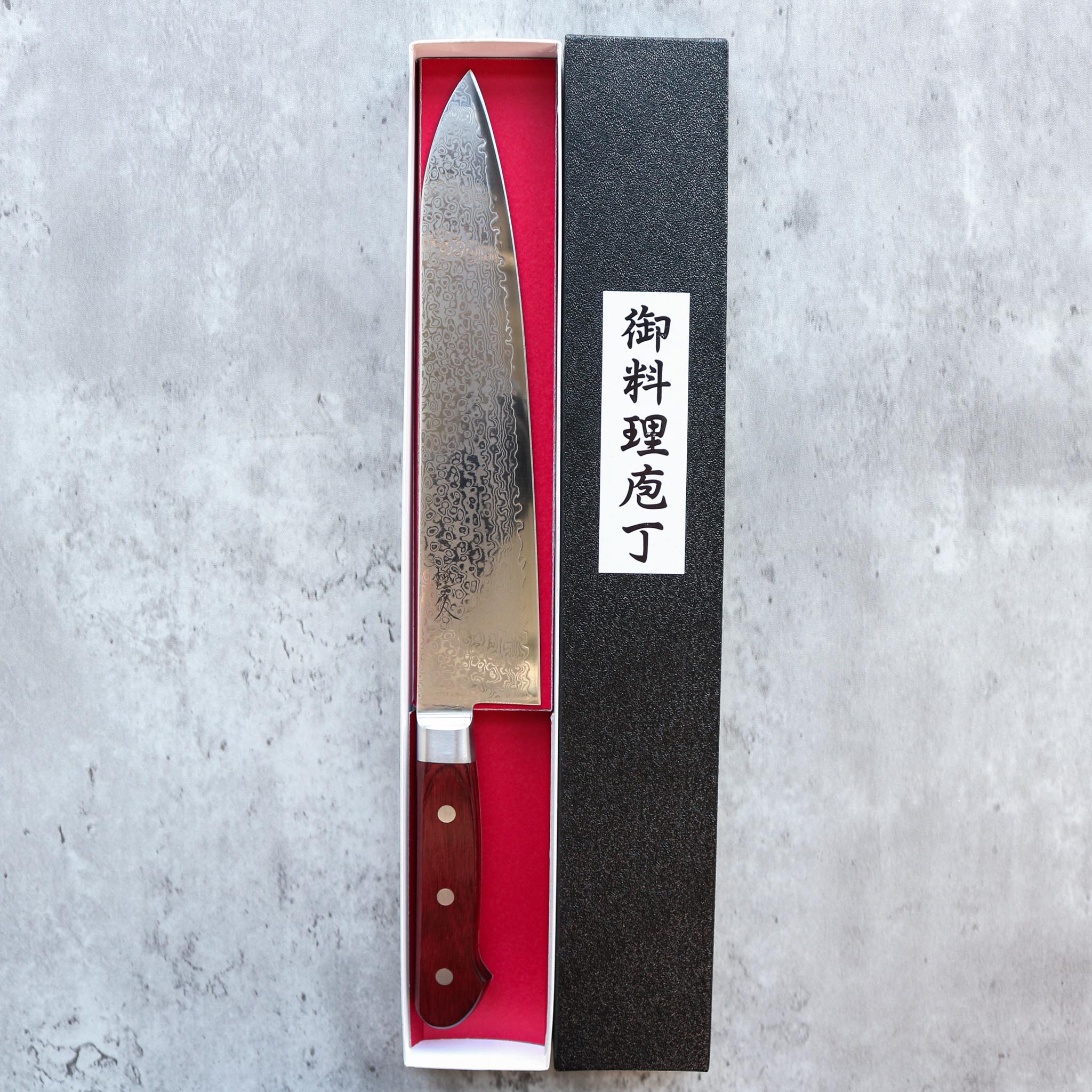 Tsunehisa VG10 Damascus Gyuto 240 mm Red Handle