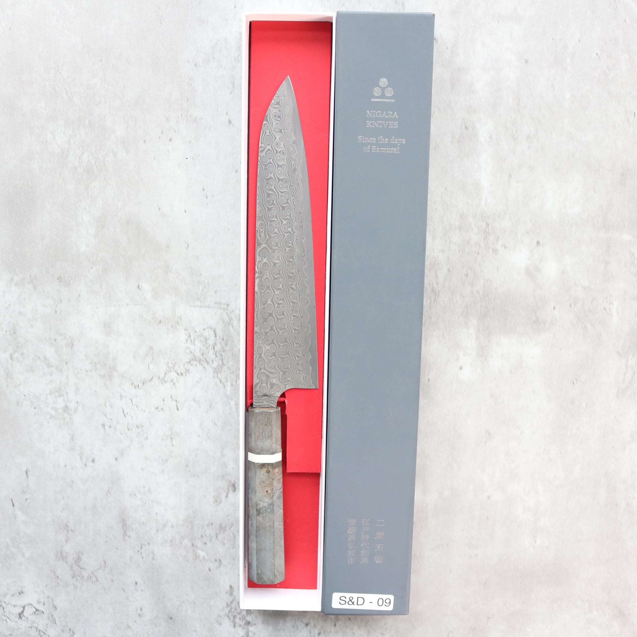 Nigara Hamono Damascus Anmon Gyuto 230 mm S&D