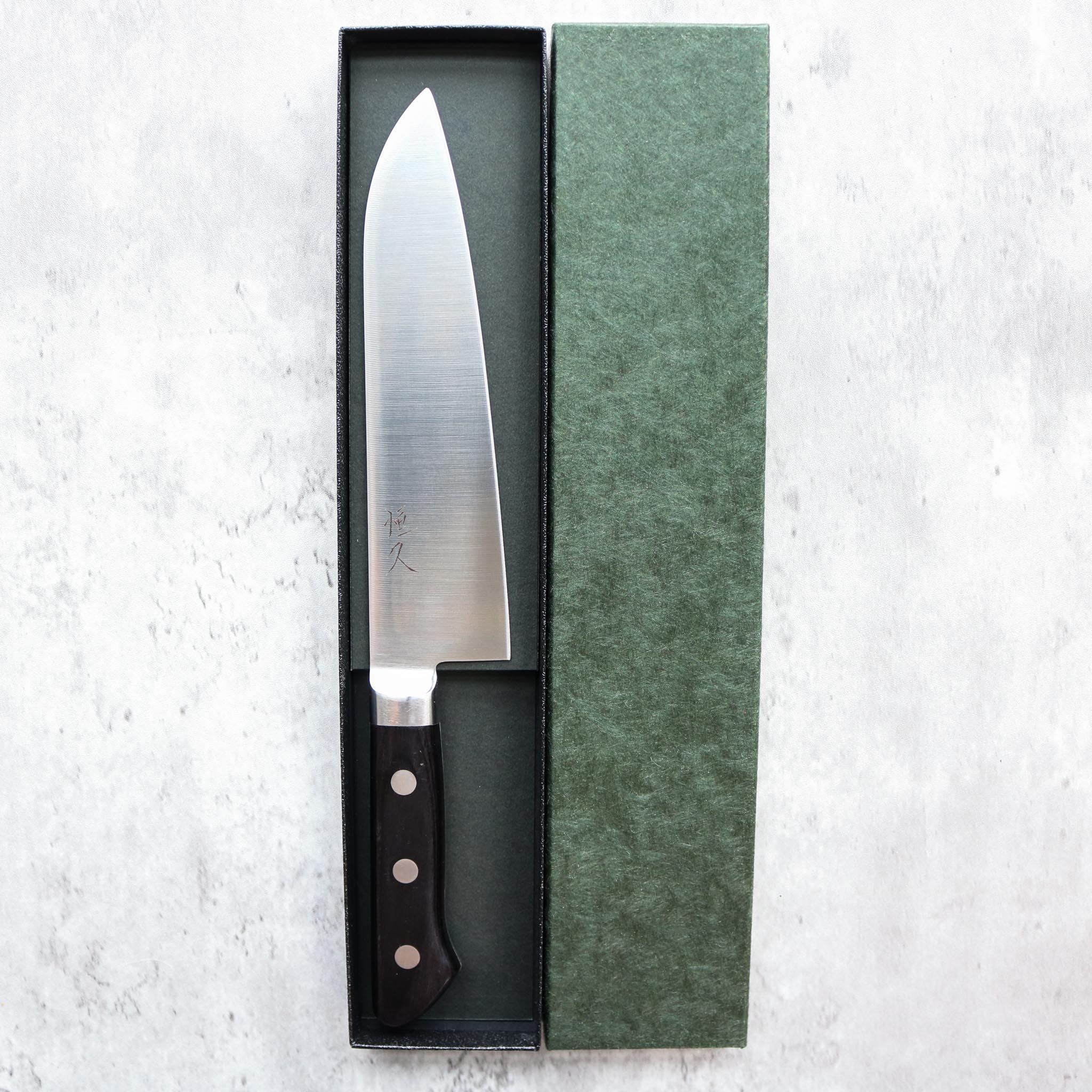 Tsunehisa Migaki AUS8 Santoku 180 mm Black Handle