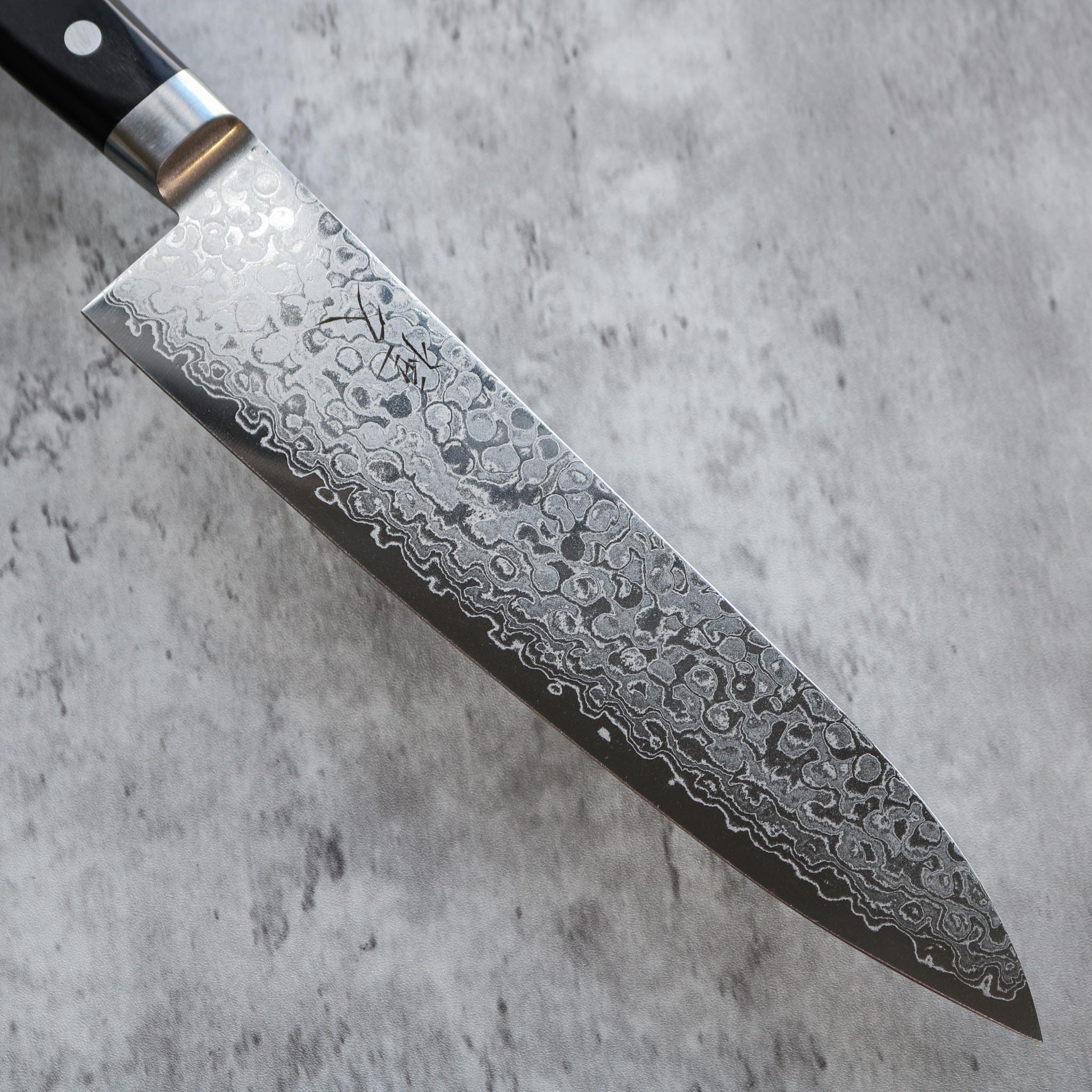 Tsunehisa AUS10 Damascus Gyuto 210 mm Black Handle