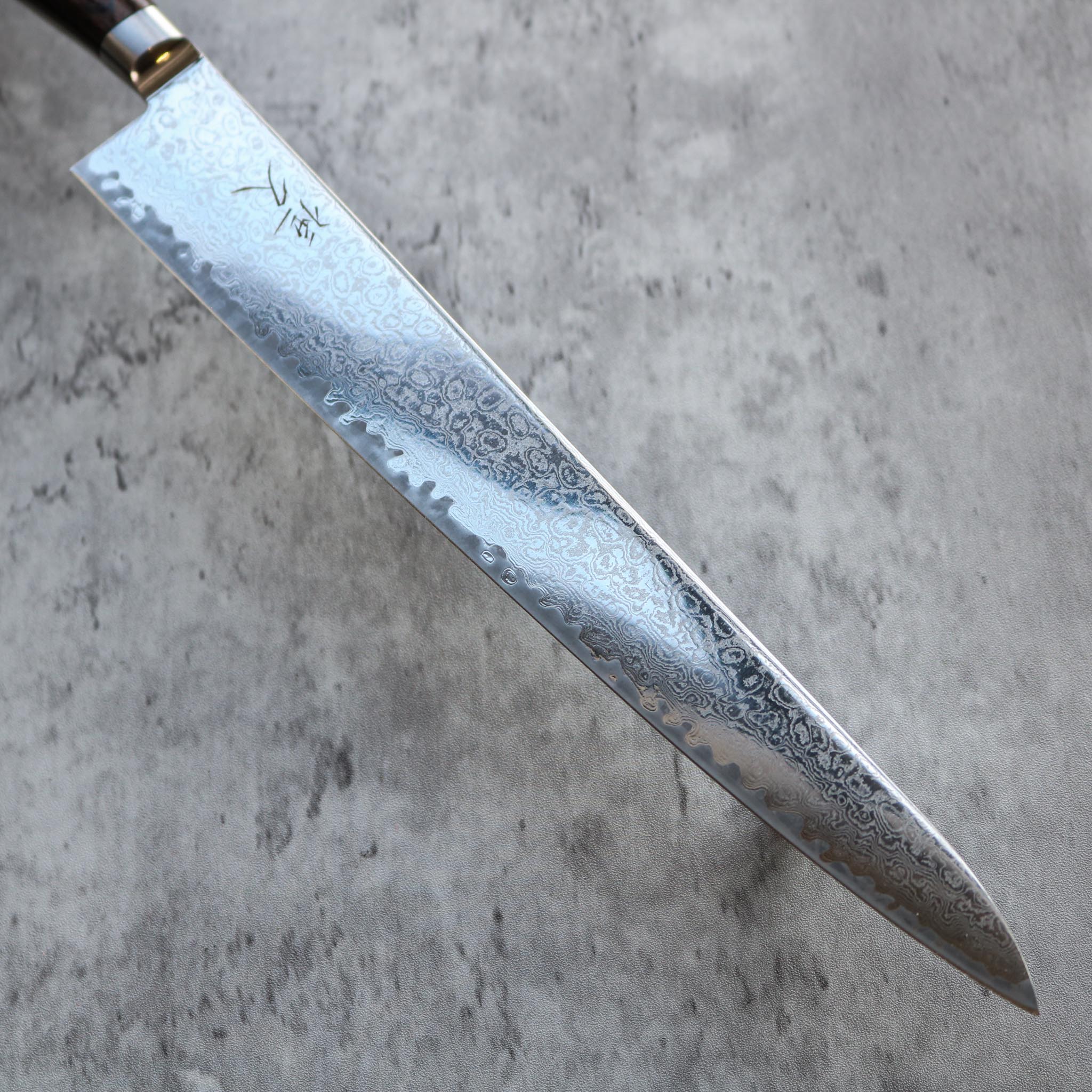 Tsunehisa AUS10 Damascus Sujihiki 240 mm Brown Handle