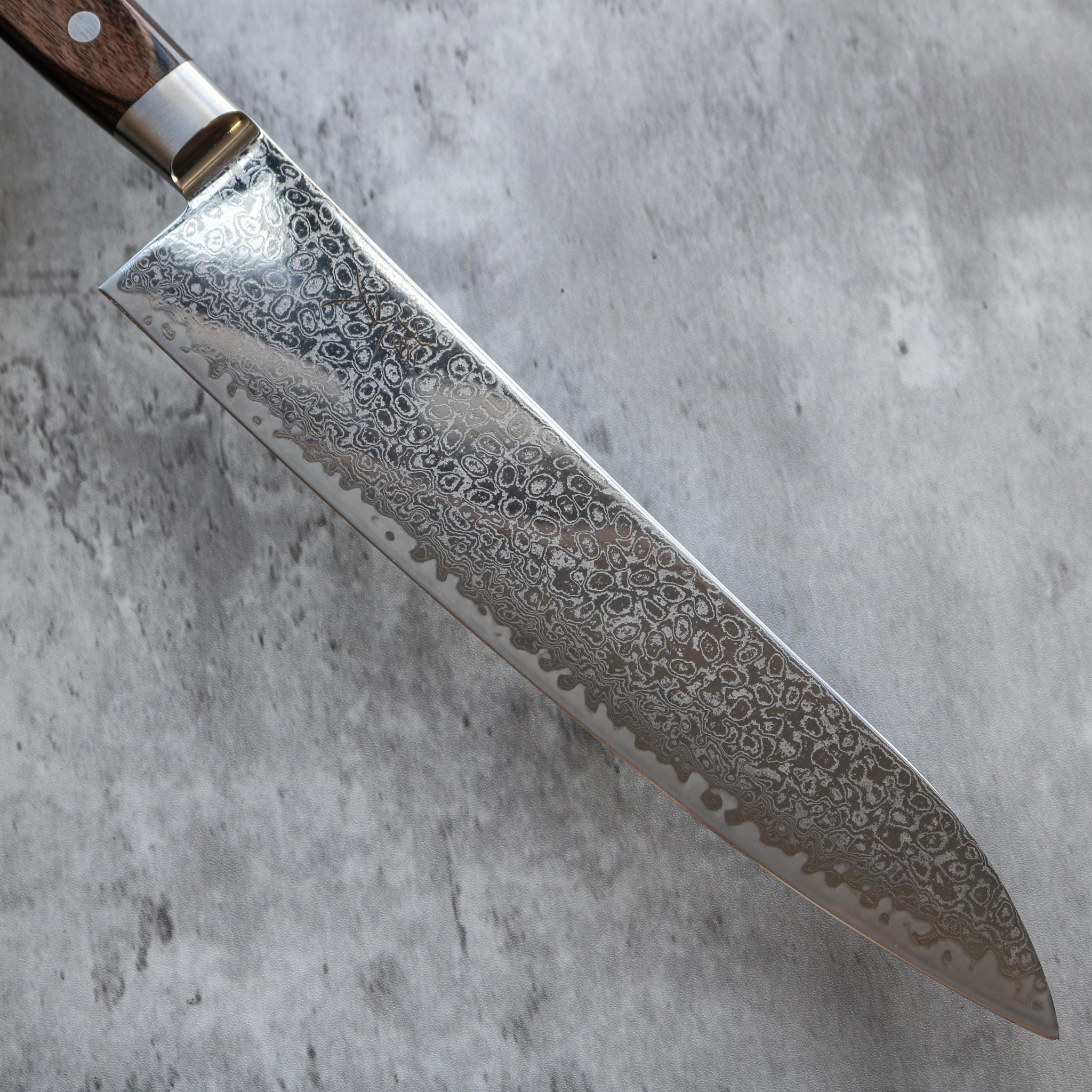 Tsunehisa AUS10 Damascus Gyuto 240 mm Brown Handle