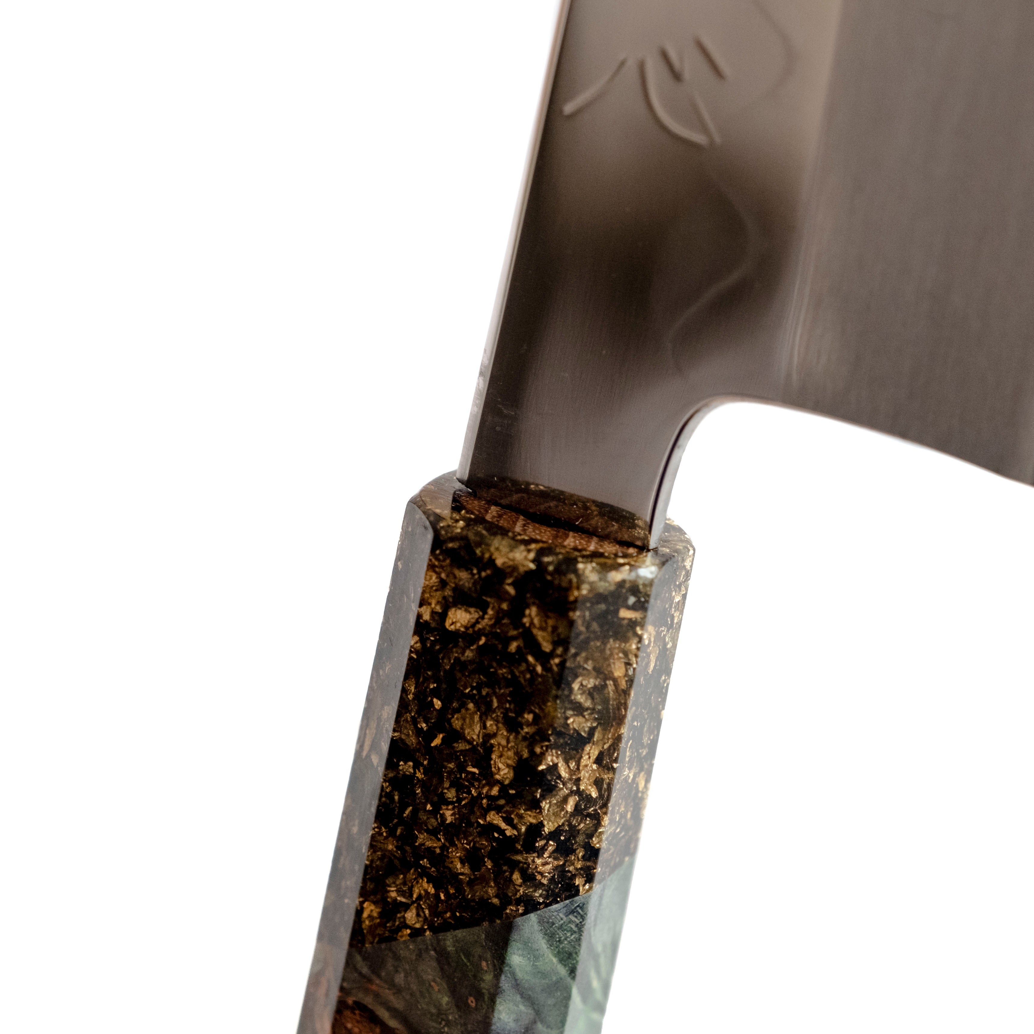 Nakagawa Satoshi Honyaki Mirror Polish Gyuto 210 mm (Darkgreen/Gold)